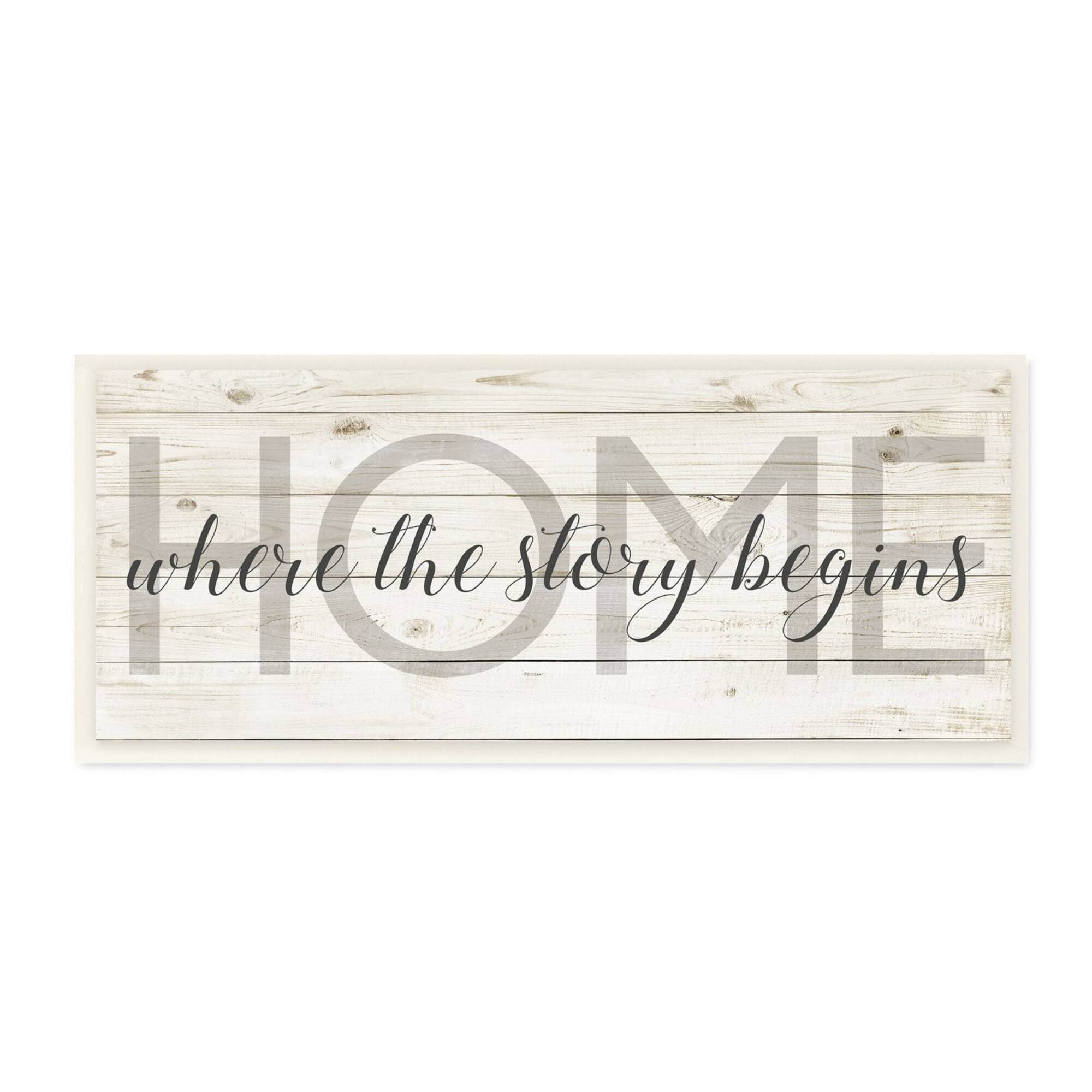 Stupell Industries Story Begins Family Home Inspirational Word Textured Wood Design Wood Wall Plaque